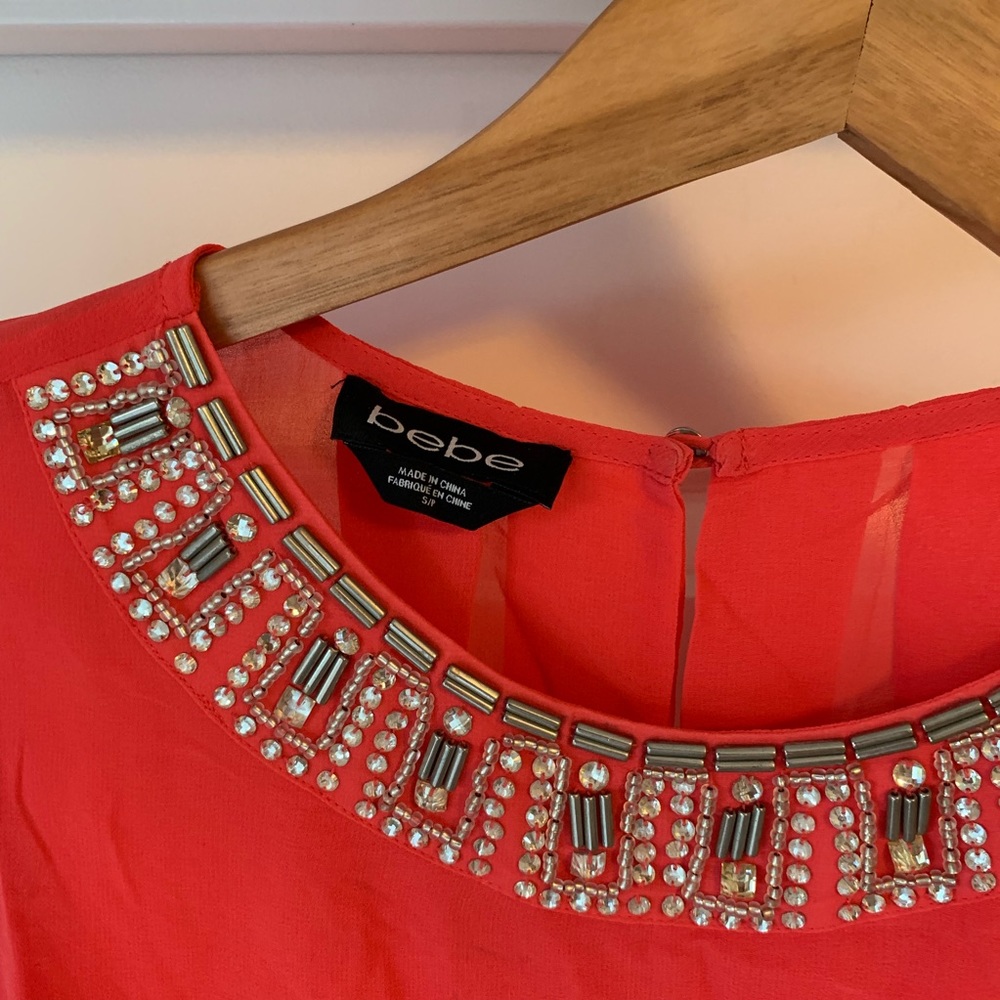 Bebe Embellished High Neck Blouse